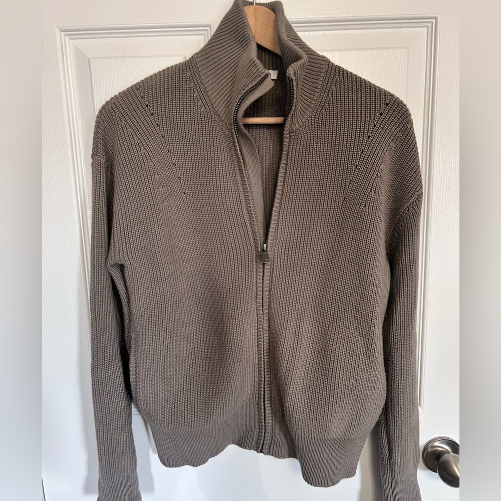 Athleta merino blend zip front sweater